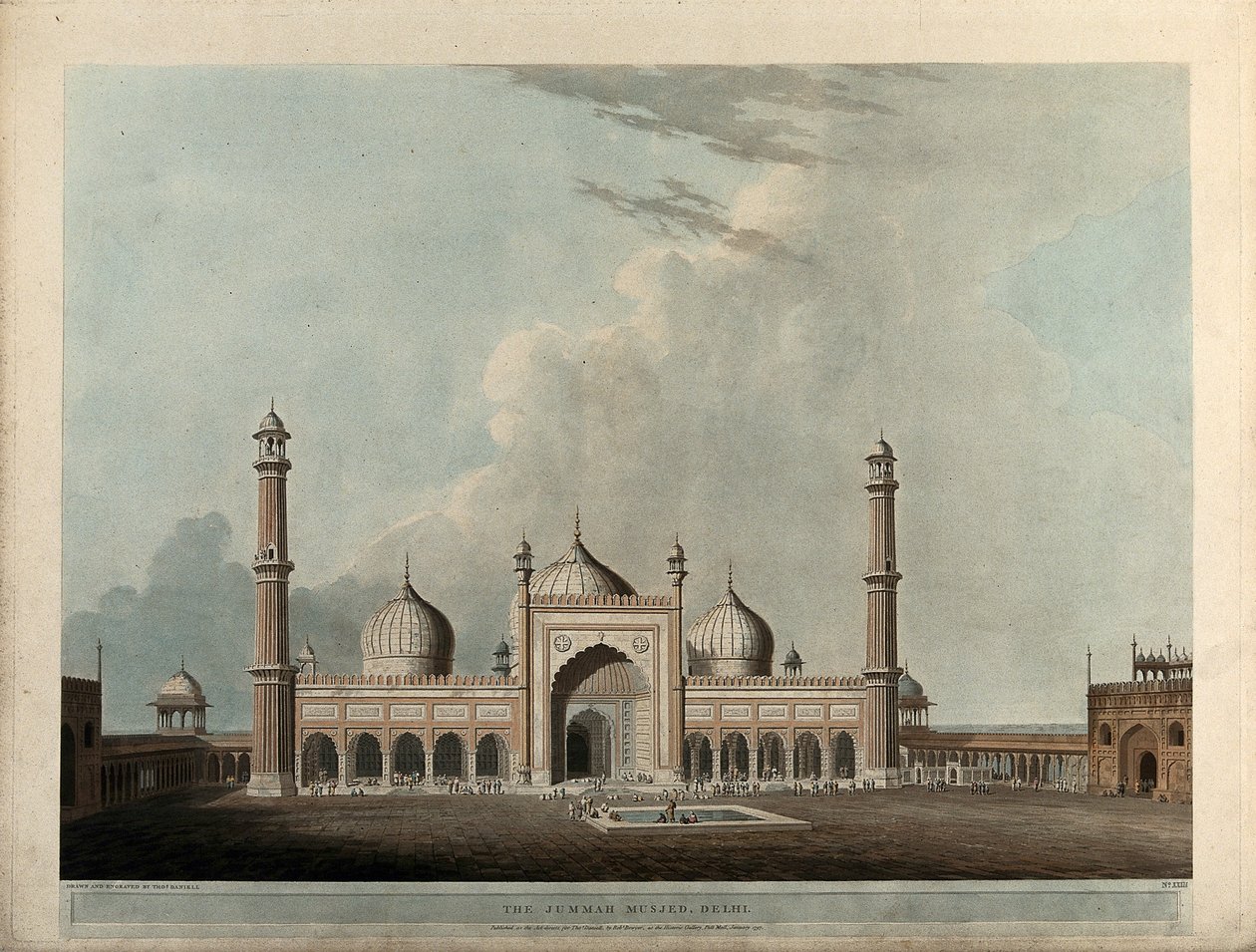 De Jummah Musjed, Delhi door Thomas Daniell
