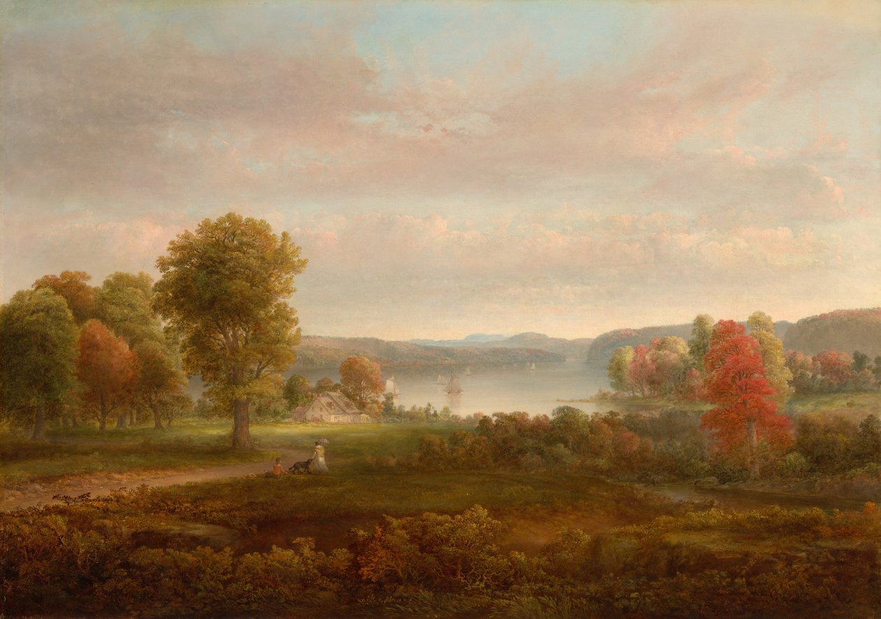 Uitzicht op de Hudson in de Herfst door Thomas Doughty