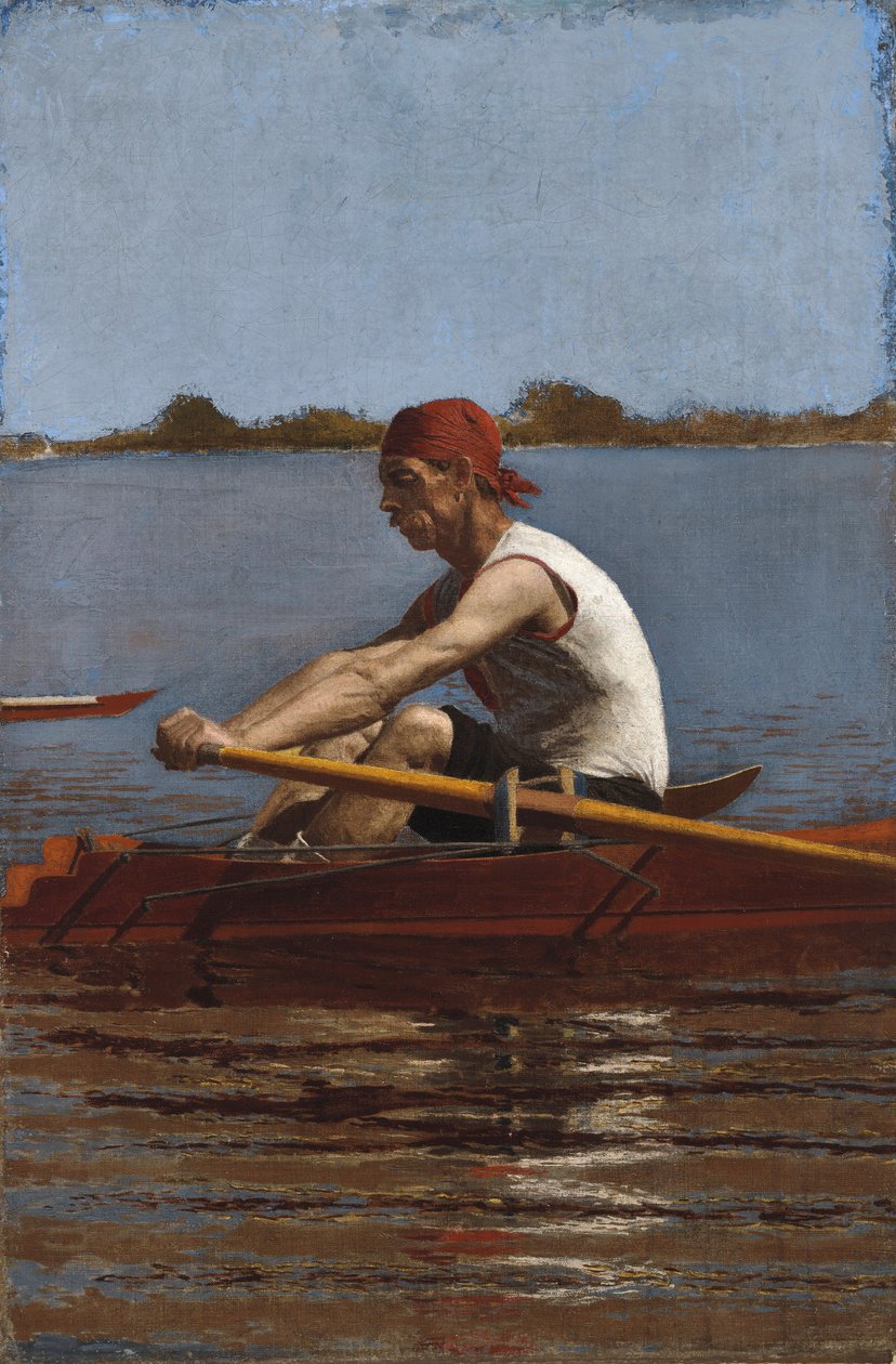 John Biglin in een enkele skiff, 1874 door Thomas Eakins