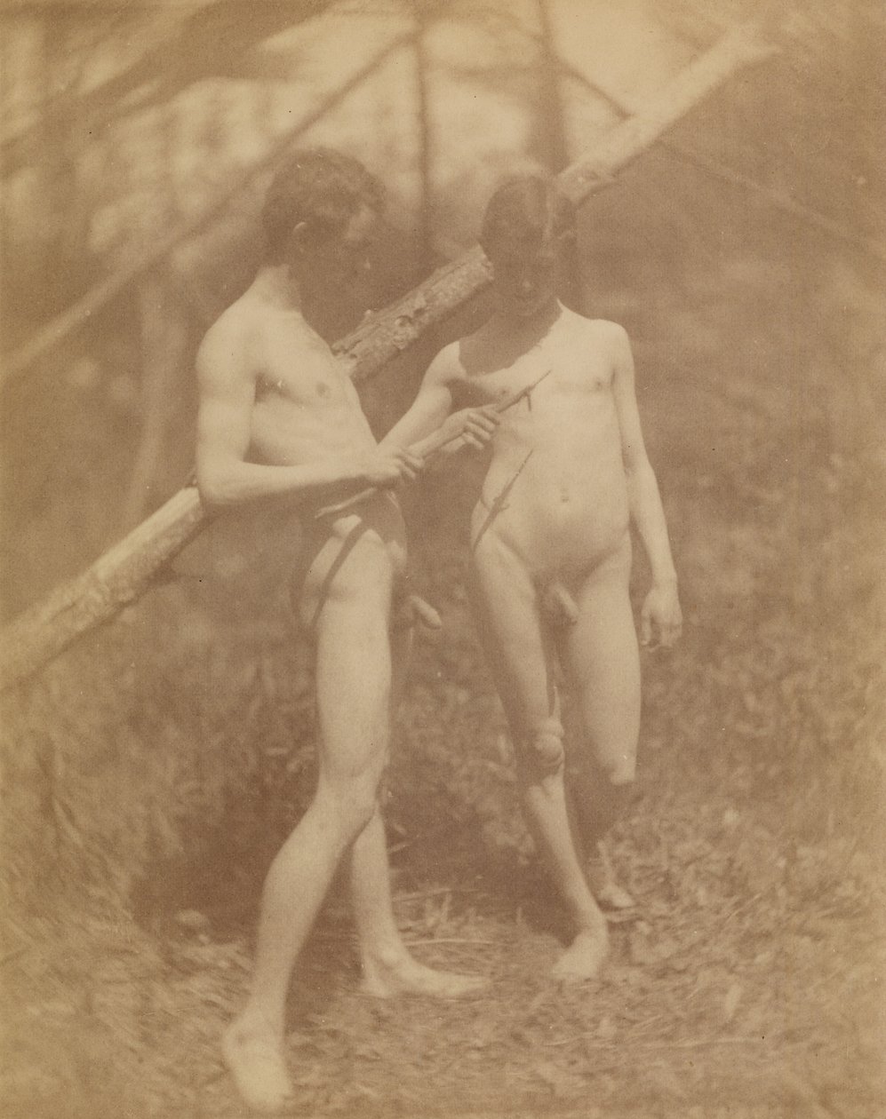[Twee mannelijke naakten]. door Thomas Eakins