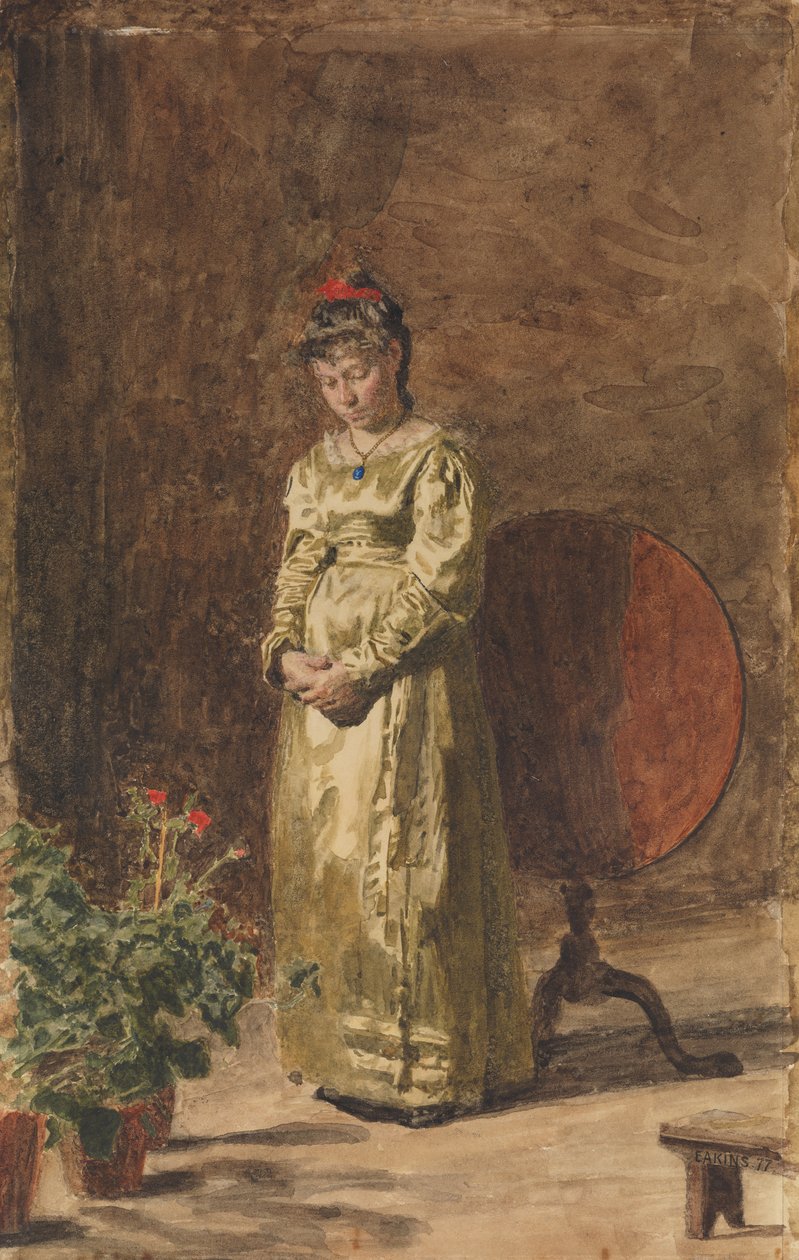 Jong meisje mediterend, 1877 door Thomas Eakins