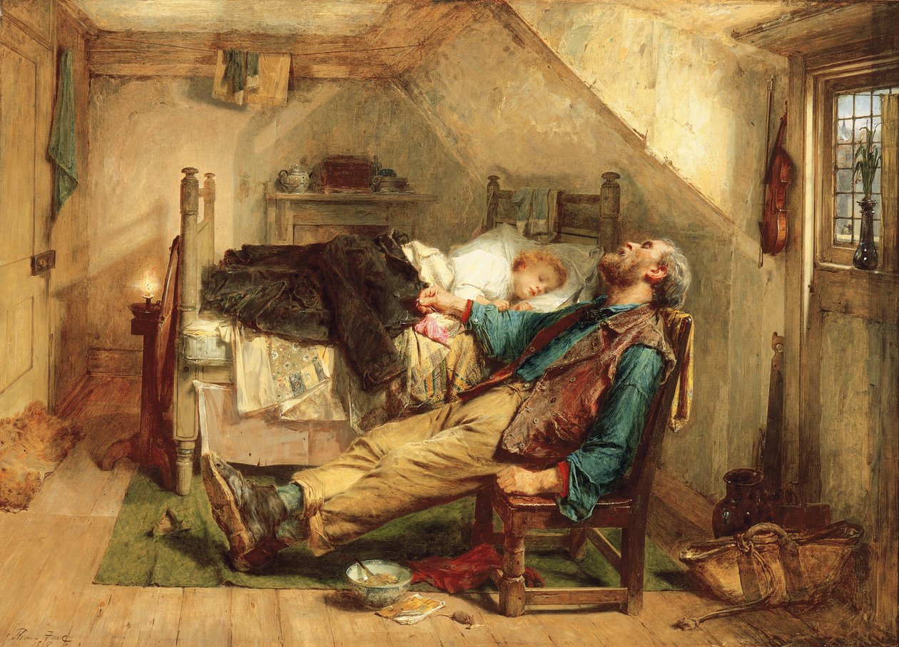 Uitgeput, 1868 door Thomas Faed