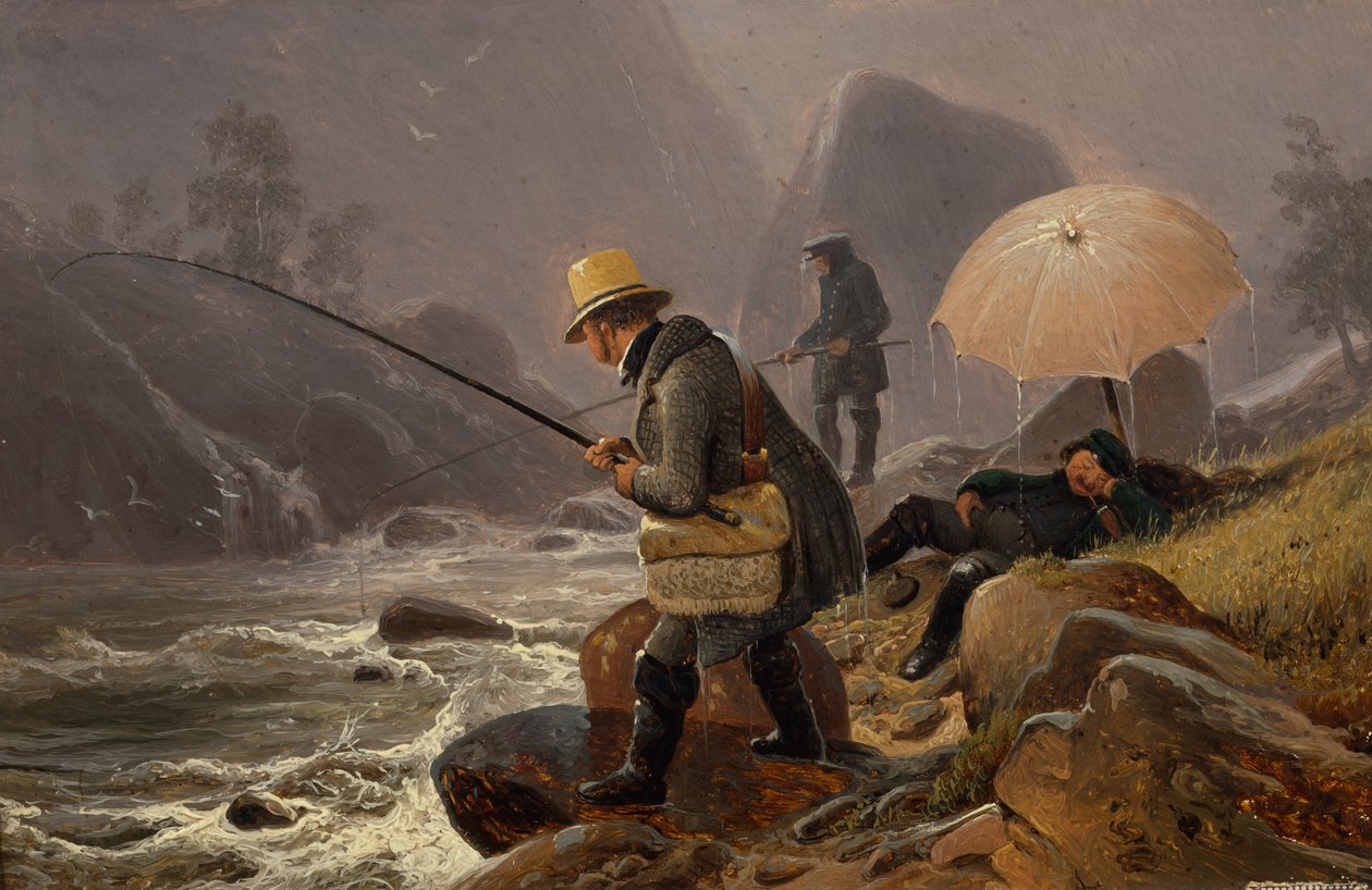 De schilders Fearnley, Achenbach, Breslauer vissen door Thomas Fearnley