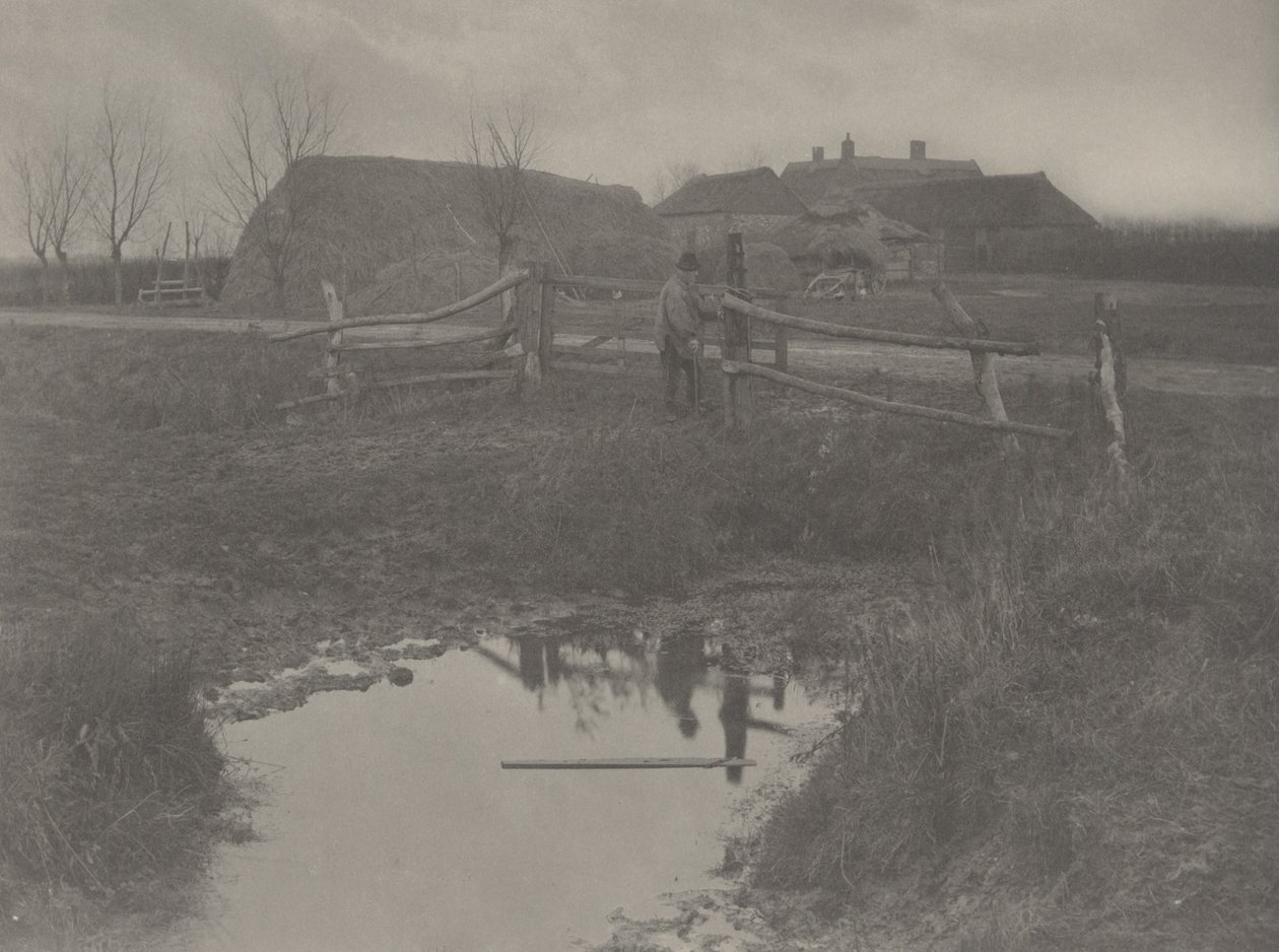 Een moerasboerderij,1886 (foto) door Thomas Frederick Goodall