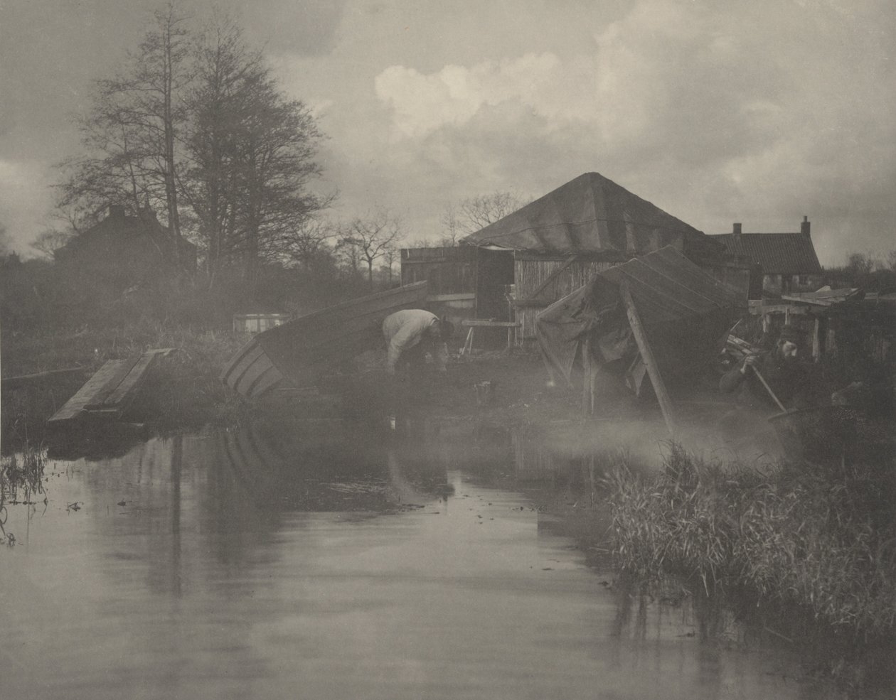 Een scheepswerf in Norfolk,1886 (foto) door Thomas Frederick Goodall