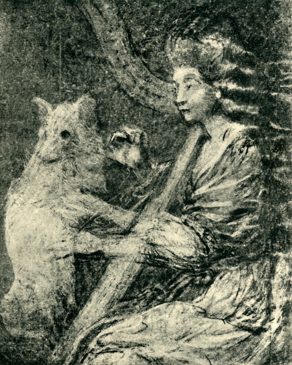 Harpist en hond, ca. 1778, 1943 door Thomas Gainsborough
