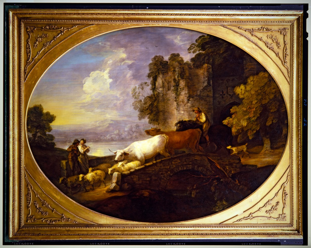 Rivierlandschap met Rustieke Geliefden door Thomas Gainsborough