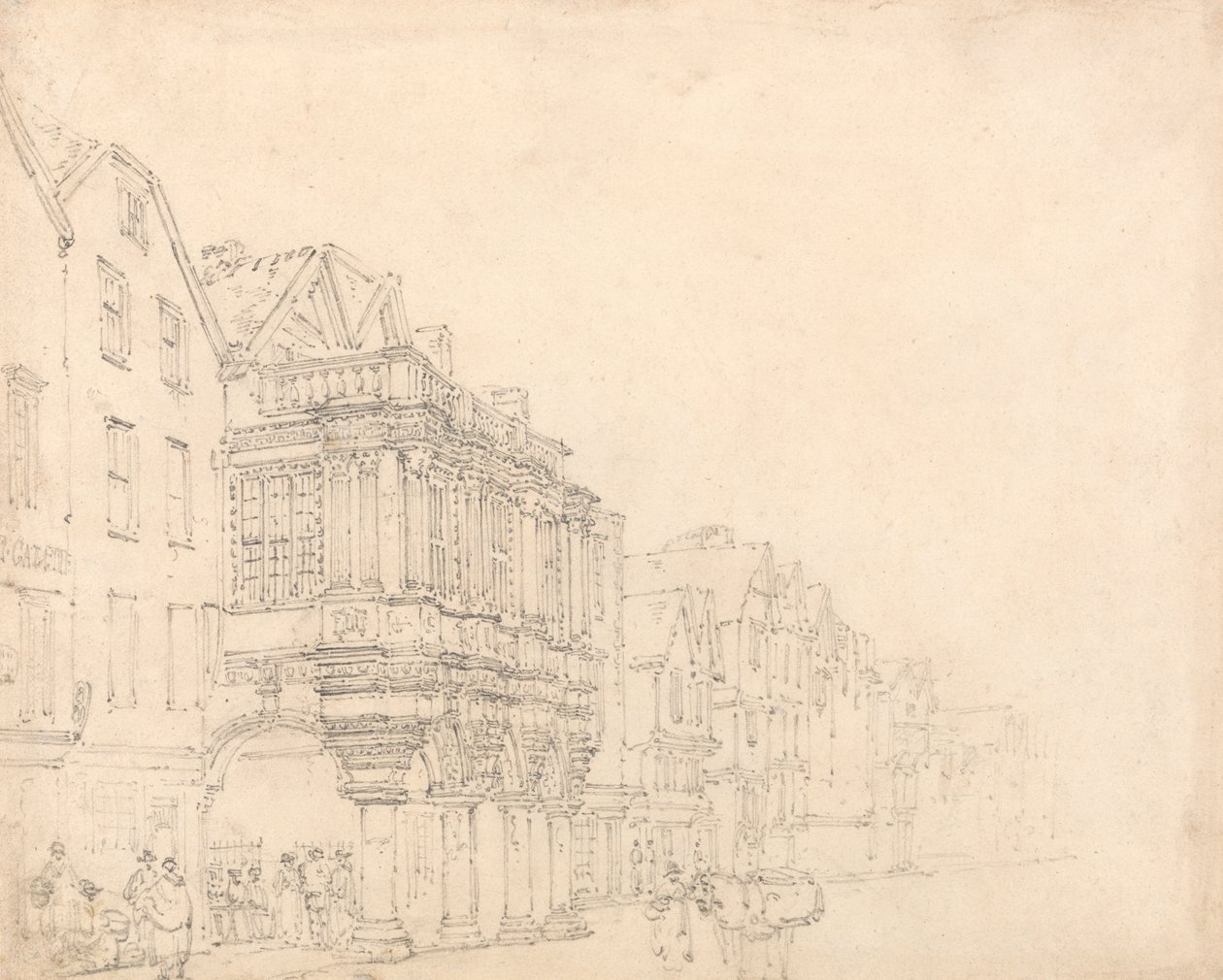 Het Gildehuis, Exeter door Thomas Girtin