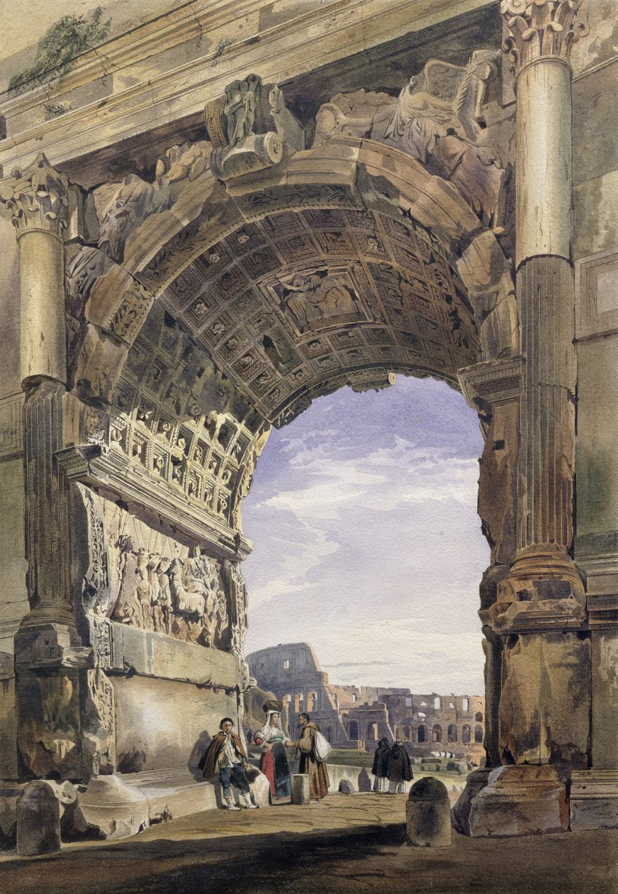 Boog van Titus, Rome, 1842 door Thomas Hartley Cromek