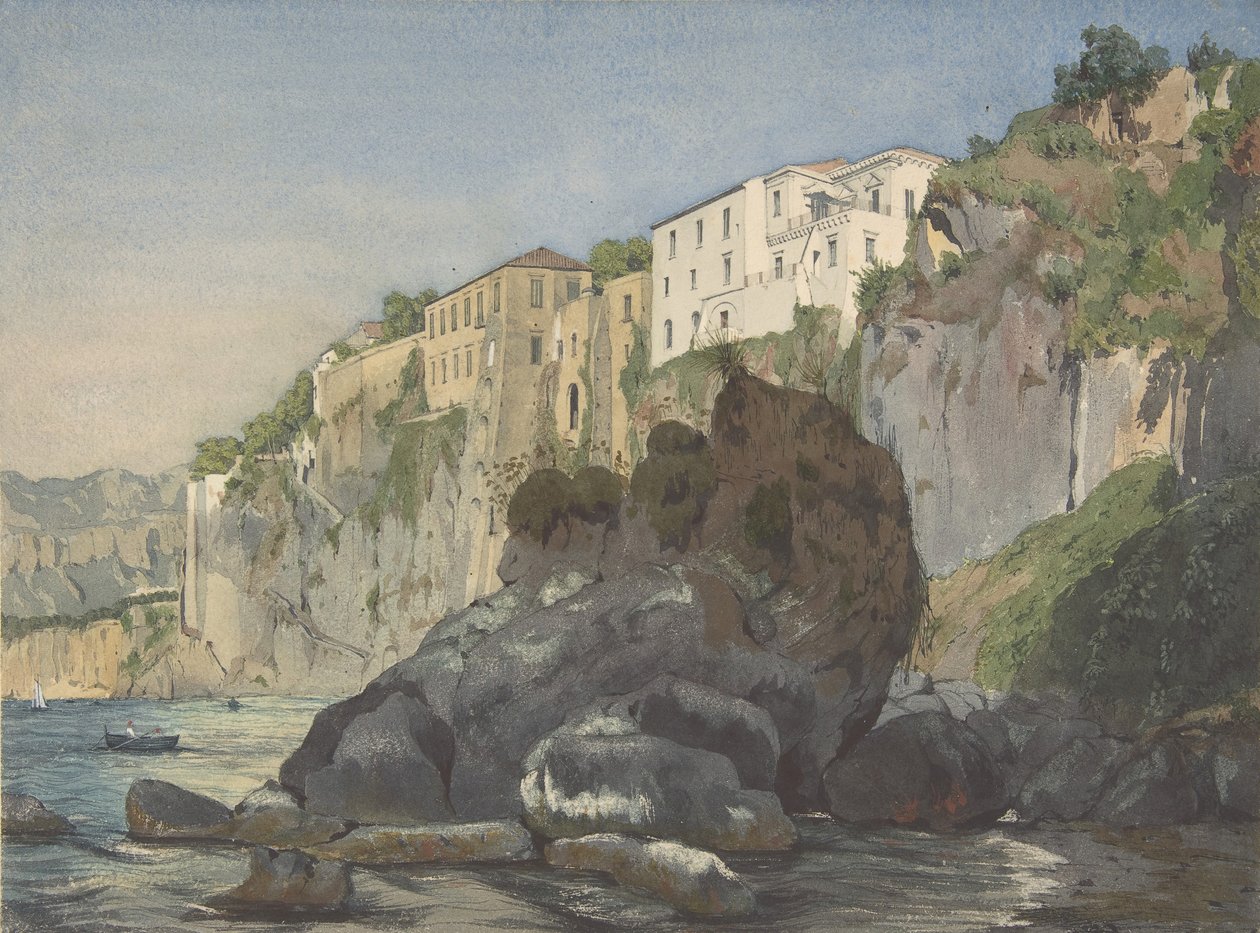 Huizen in Sorrento, midden 19e eeuw door Thomas Hartley Cromek