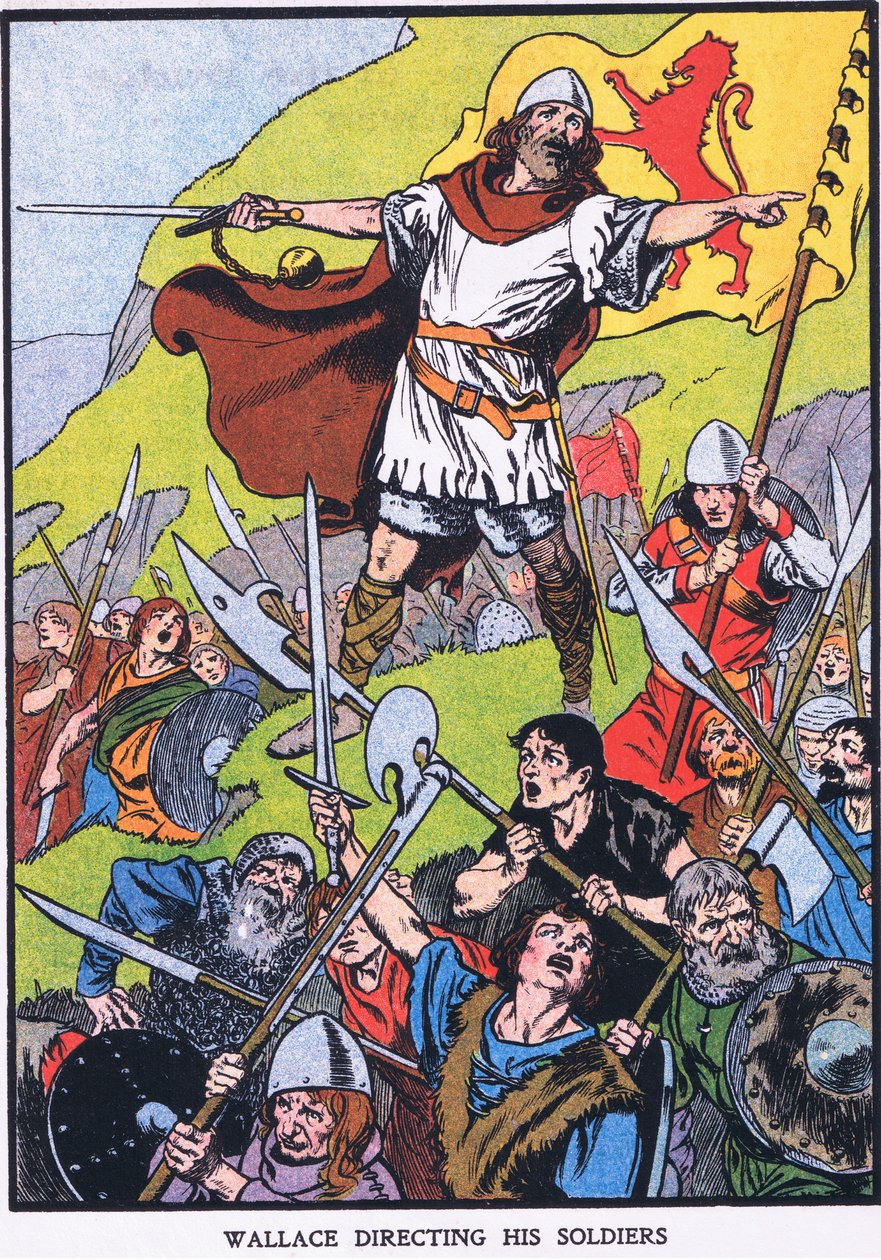 Wallace leidt zijn soldaten (kleurenlitho) door Thomas Heath Robinson