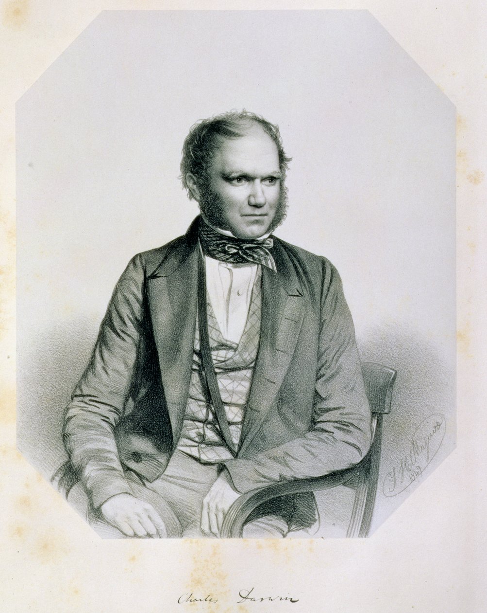 Charles Robert Darwin (1809-82) 1849 door Thomas Herbert Maguire