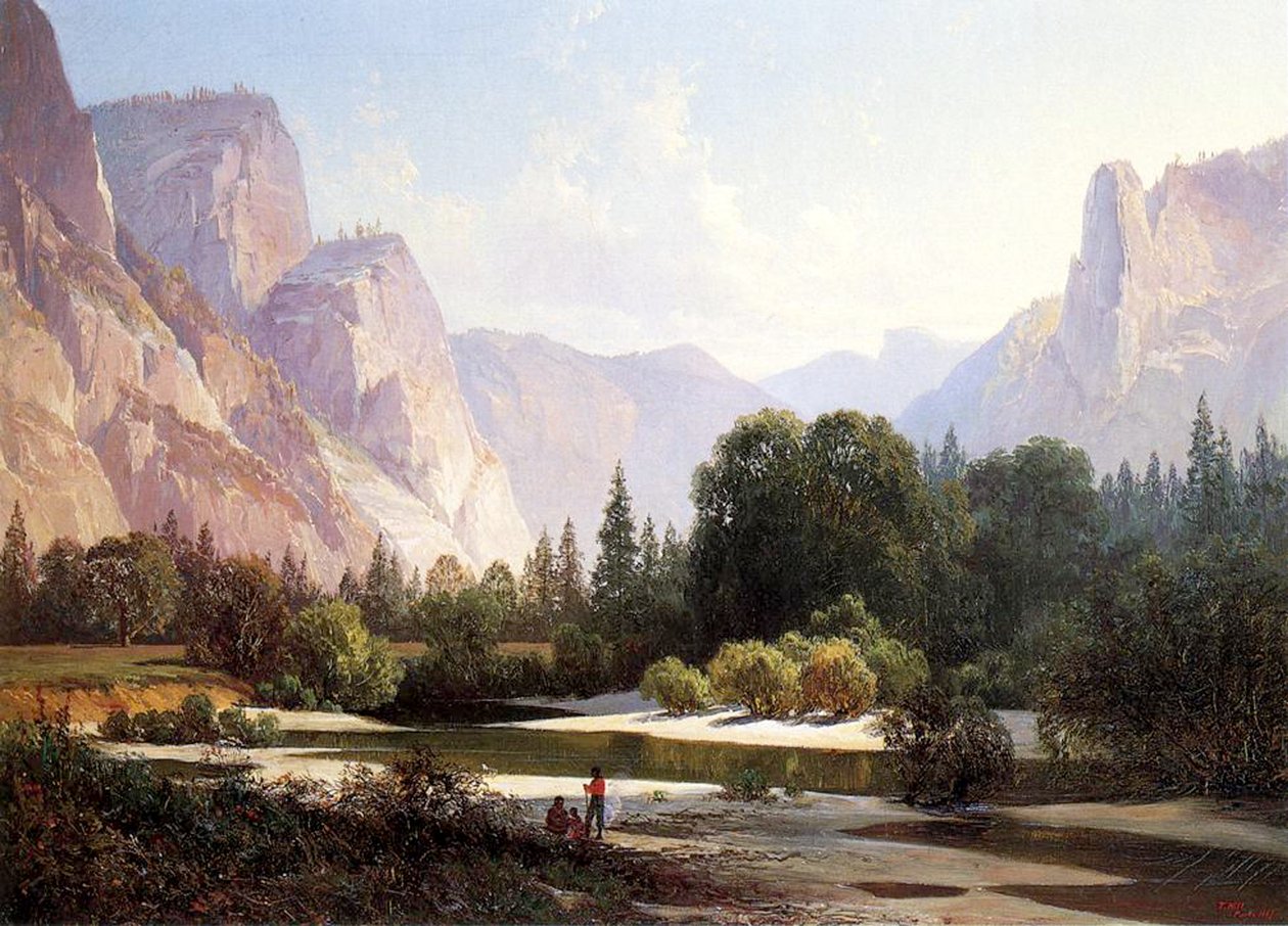 Piute Indianenkamp, Yosemite, 1890 door Thomas Hill