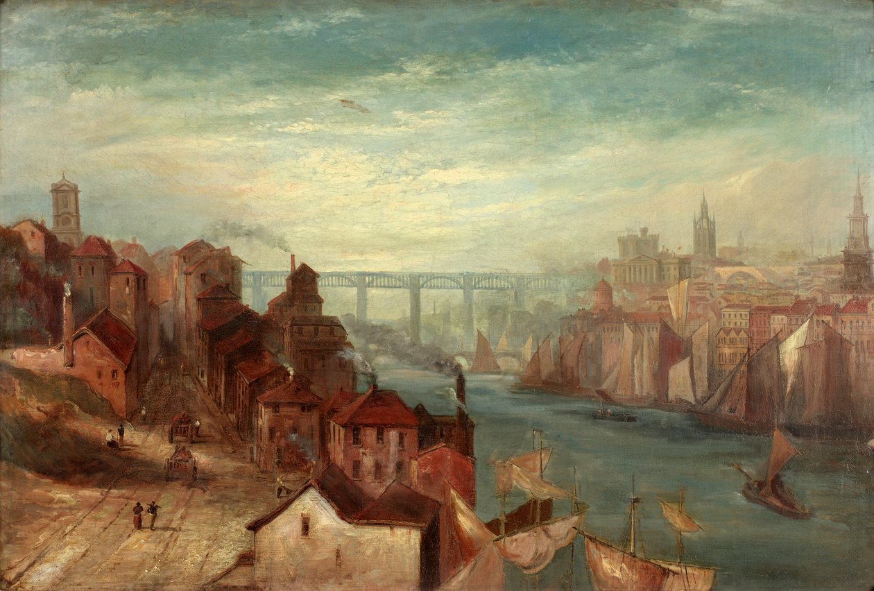 Newcastle upon Tyne vanuit Gateshead, c.1880 door Thomas Hodgson Liddell