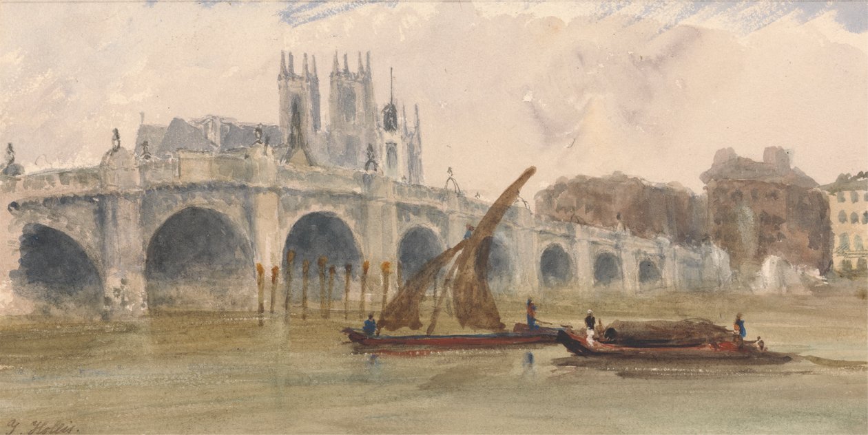 Westminster Bridge en de Abdij door Thomas Hollis