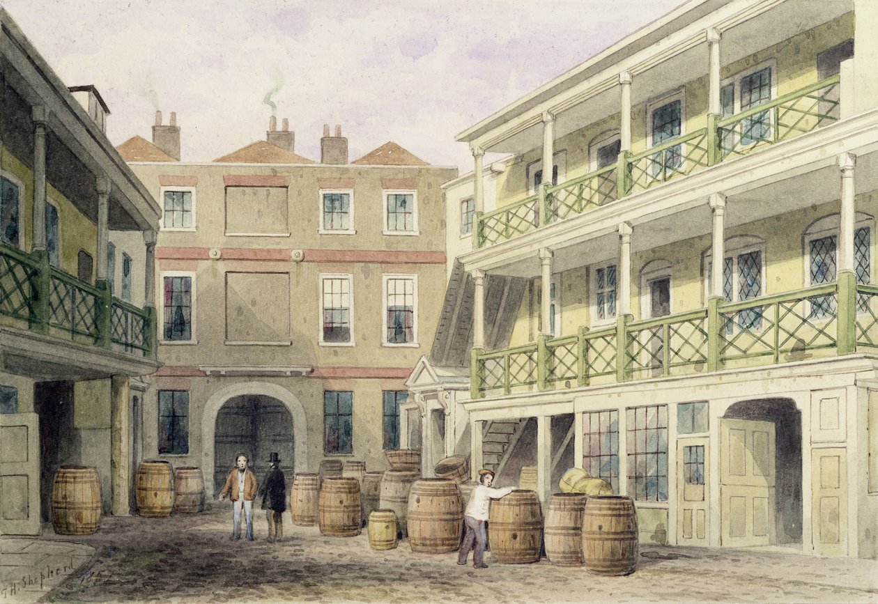 The Bell Inn, Aldersgate Street door Thomas Hosmer Shepherd