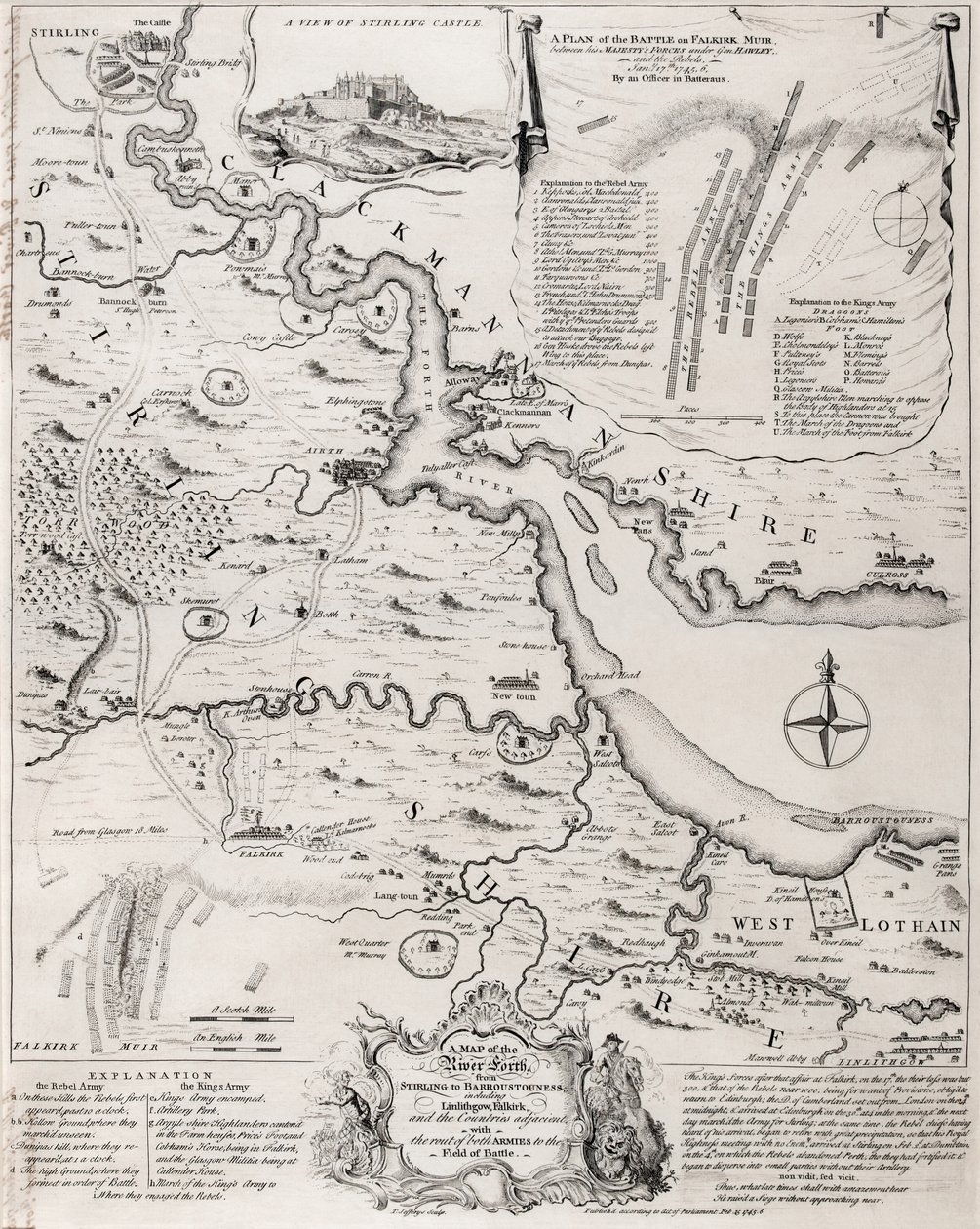 De slag bij Falkirk, 28 januari 1746 door Thomas Jefferys