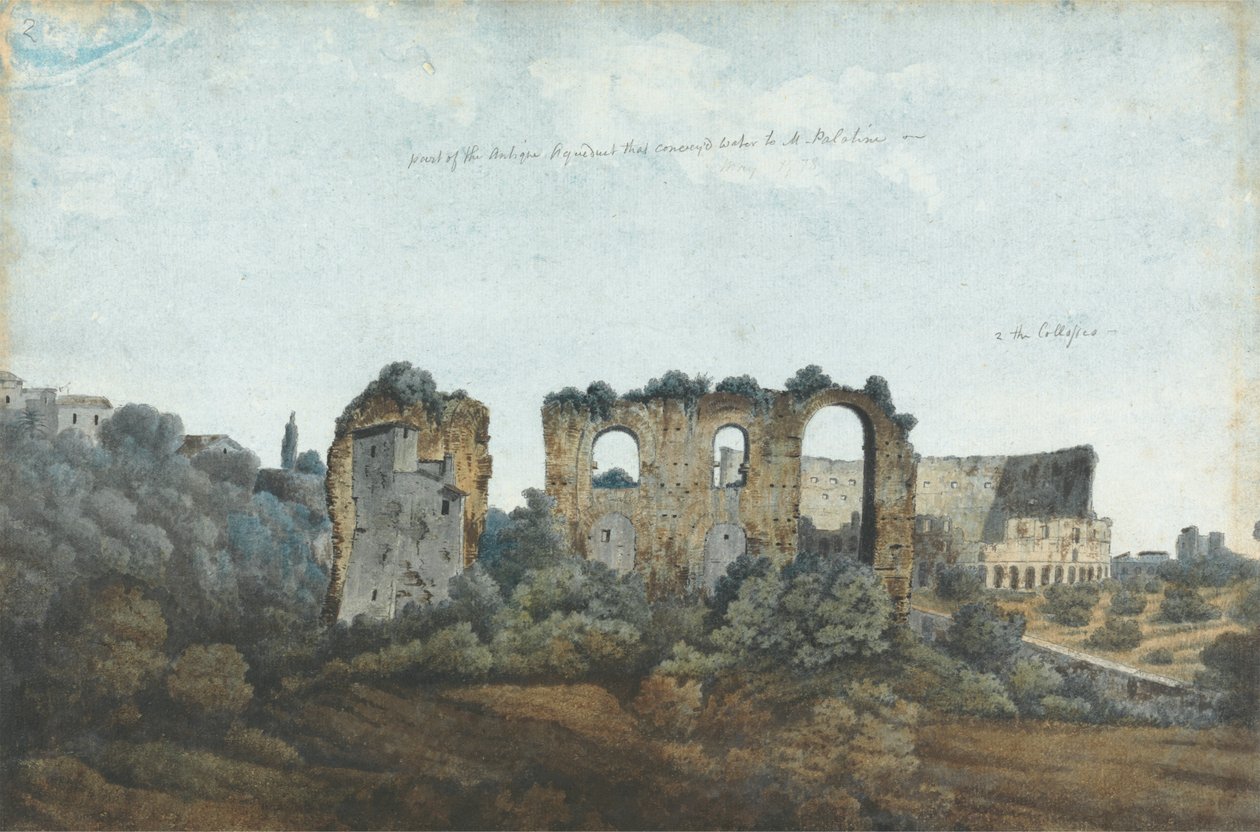 Het Claudische Aquaduct en Colosseum door Thomas Jones