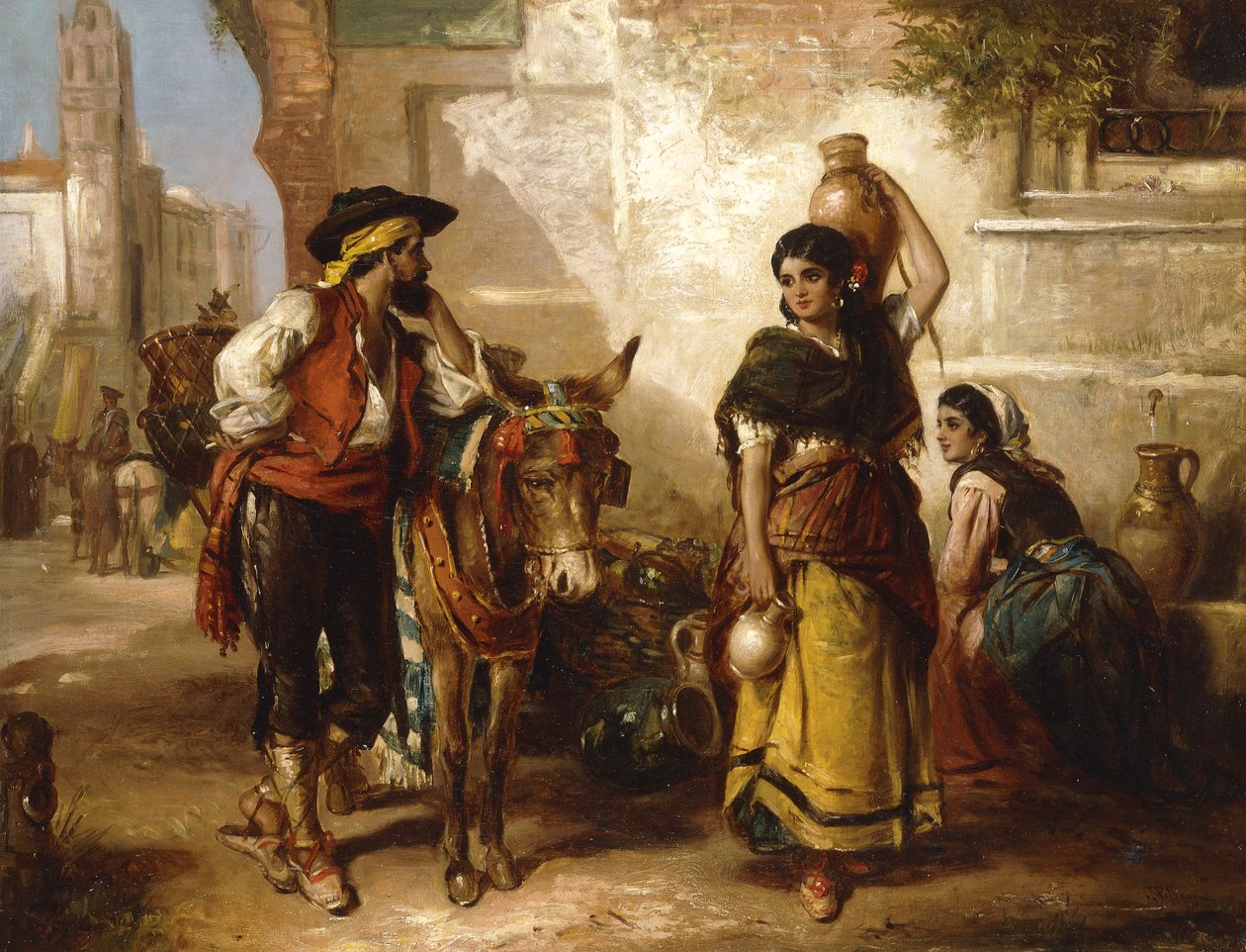 Een praatje bij de fontein, Sevilla door Thomas Kent Pelham