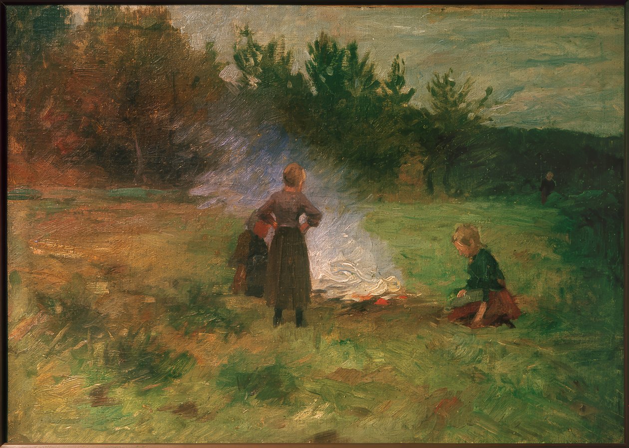 Meisje bij het kampvuur door Thomas Ludwig Herbst