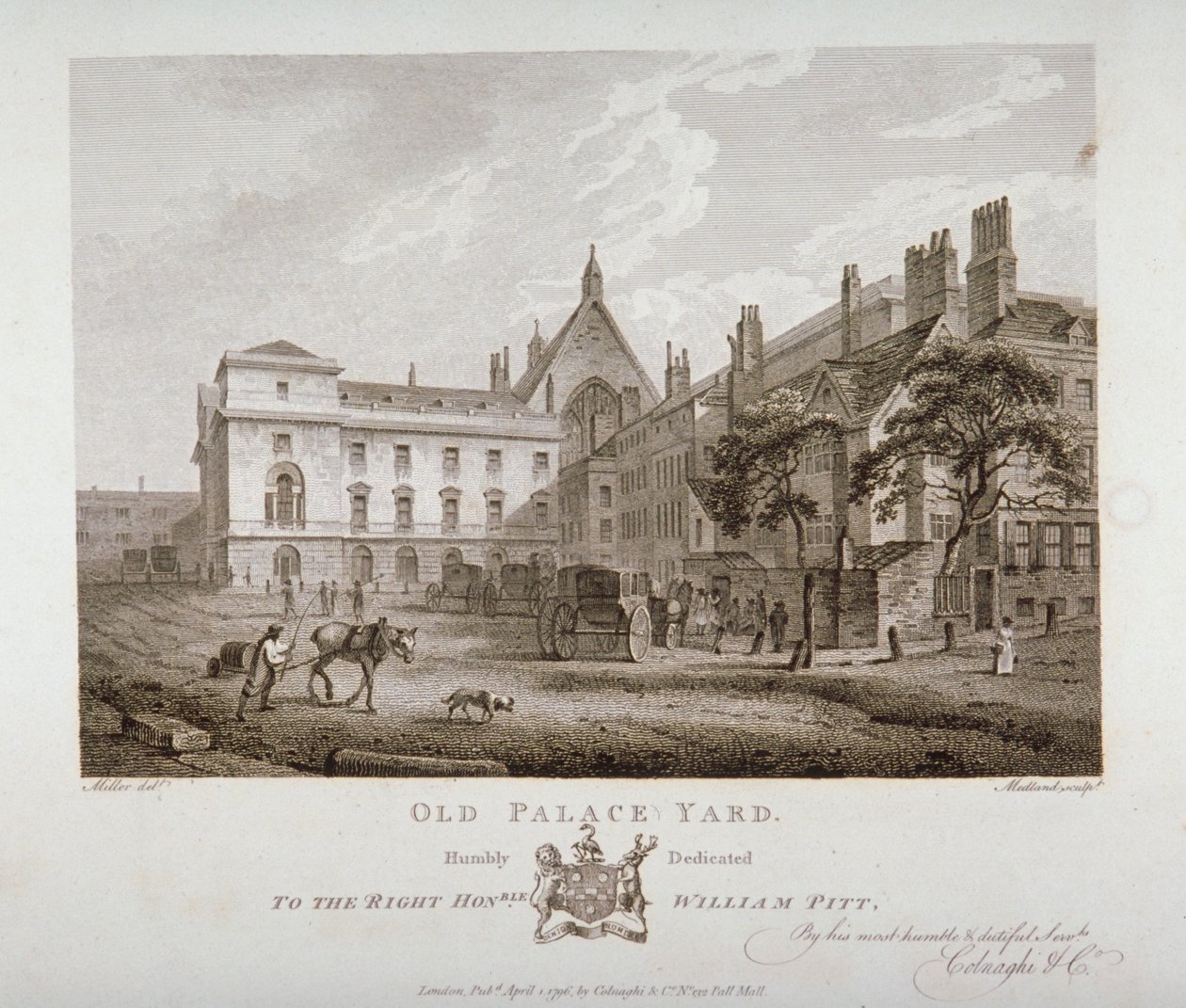 Oude Paleis Yard, Westminster, Londen, 1796 door Thomas Medland
