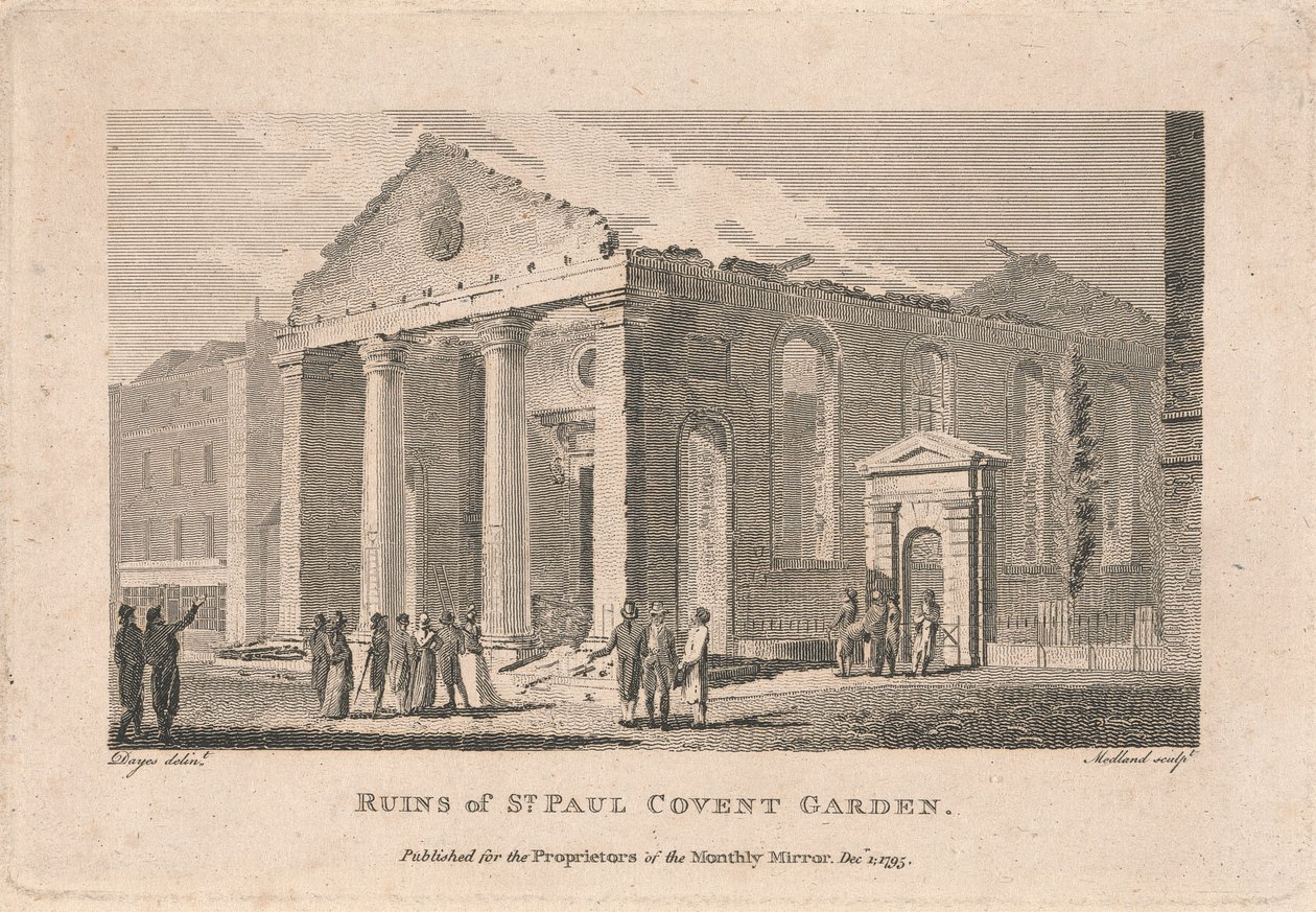Ruïnes van St. Paul Covent Garden door Thomas Medland