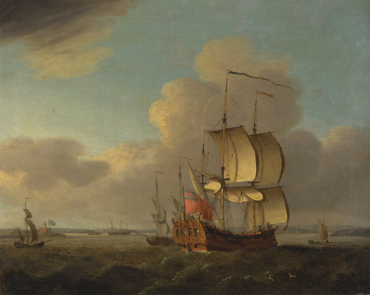 Schepen in de monding van de Theems door Thomas Mellish