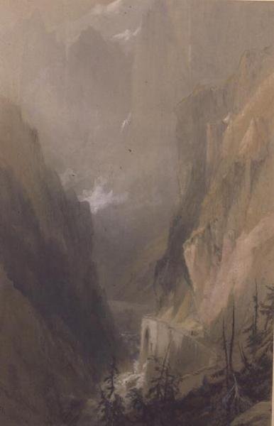 De Duivelsbrug, St. Gothard door Thomas Miles Richardson