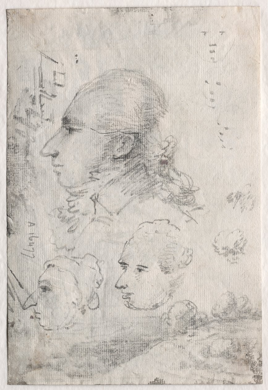 Studies van Hoofden (verso) door Thomas Monro