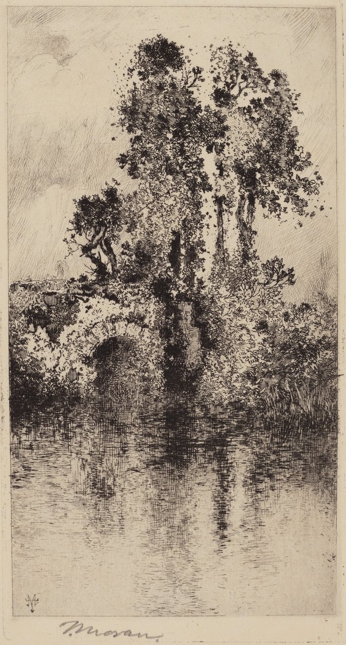 Brug en Bomen door Thomas Moran