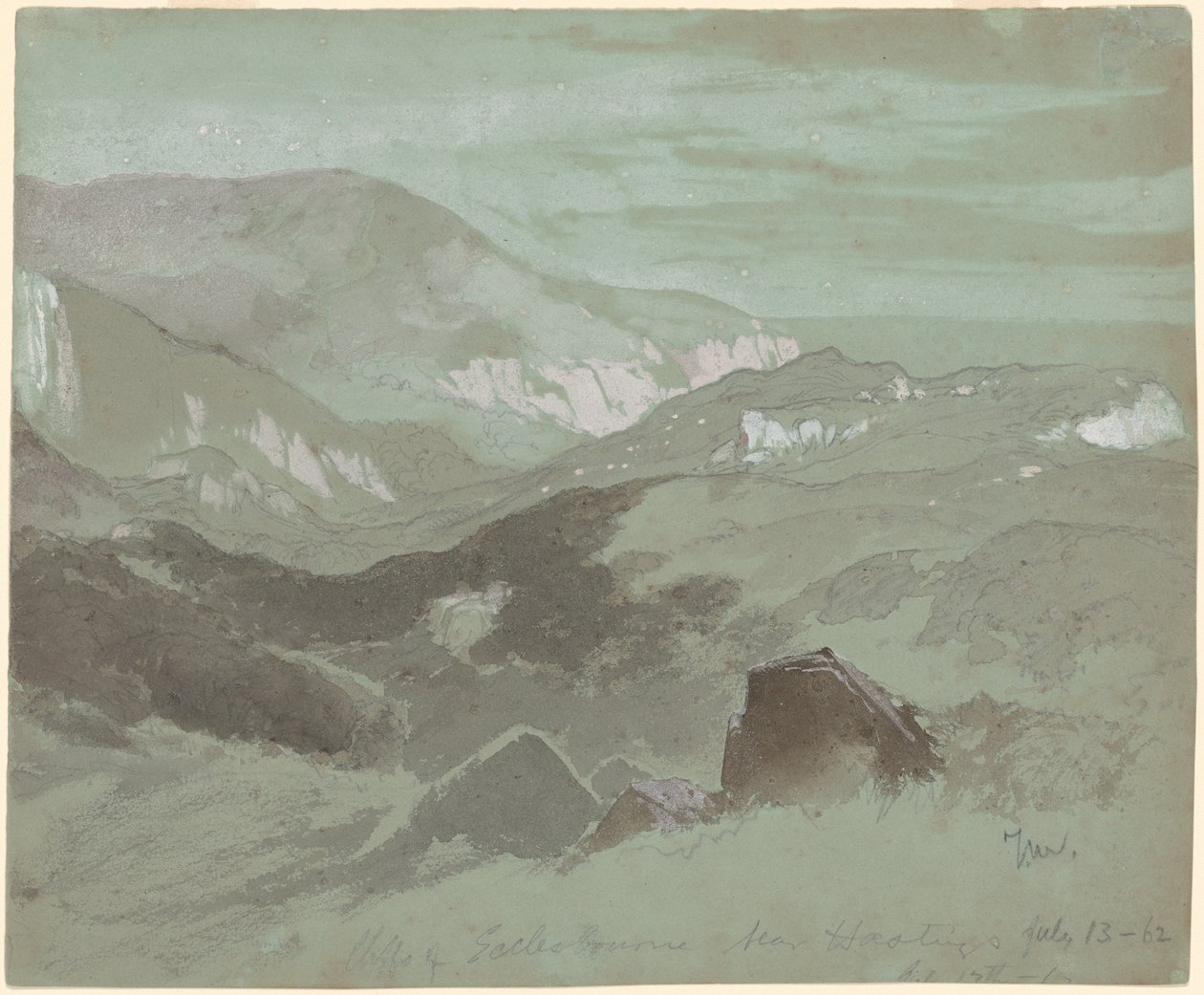 Kliffen van Ecclesbourne bij Hastings door Thomas Moran