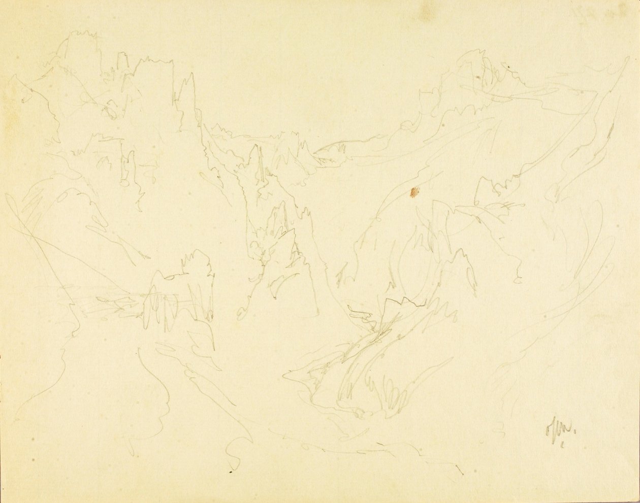 Veldschets van Rocky Canyon door Thomas Moran