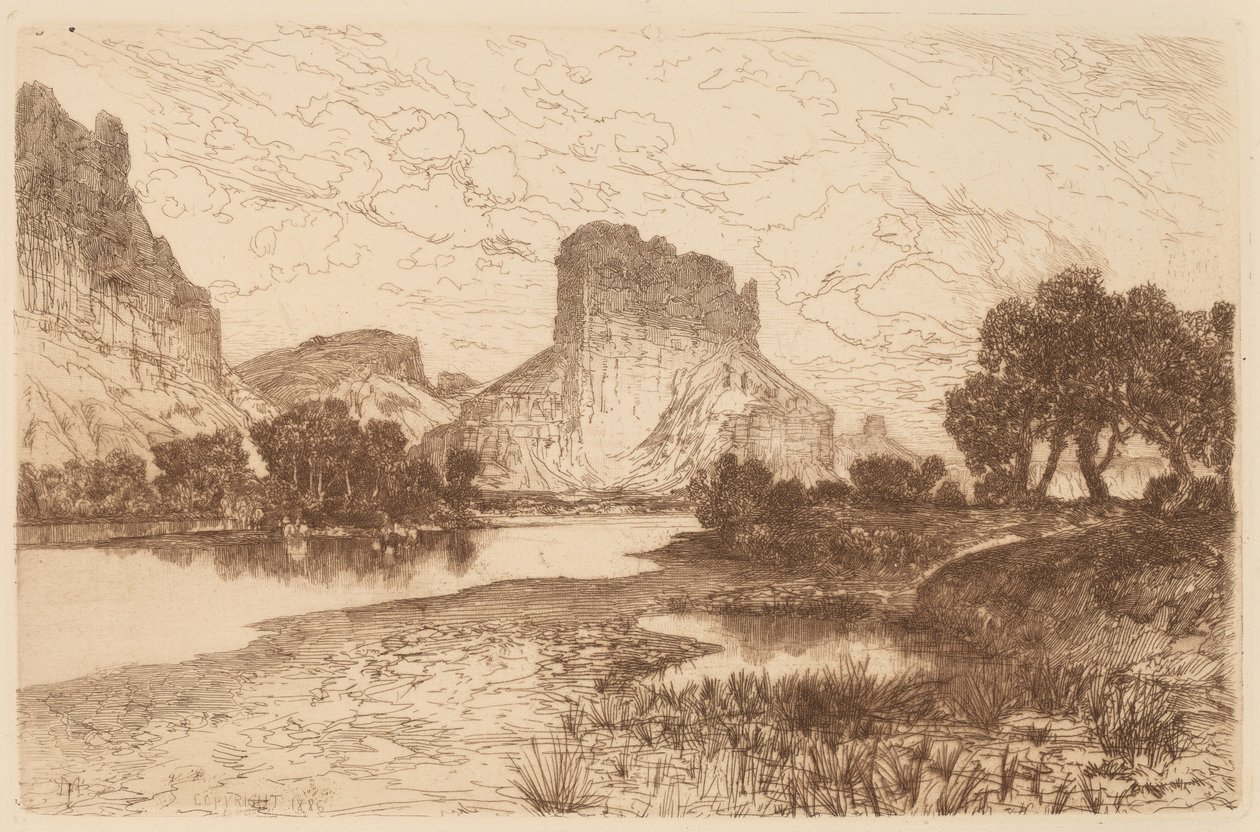 Groene Rivier, Wyoming Territory door Thomas Moran