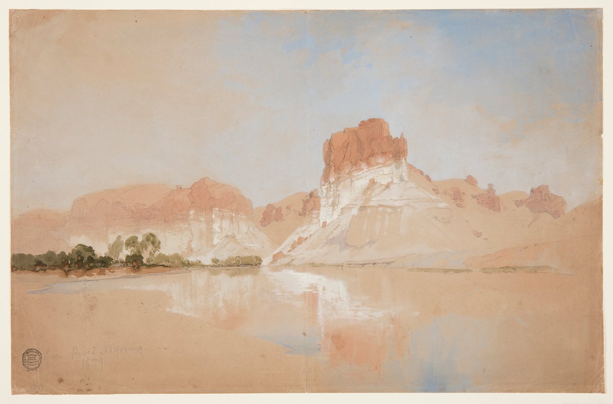 Groene Rivier, Wyoming Territorium door Thomas Moran