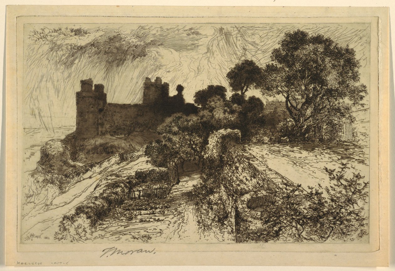 Harlech Castle, Noord-Wales door Thomas Moran