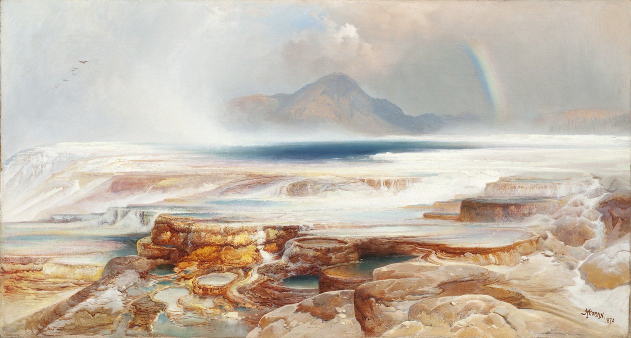 Warmwaterbronnen van Yellowstone door Thomas Moran