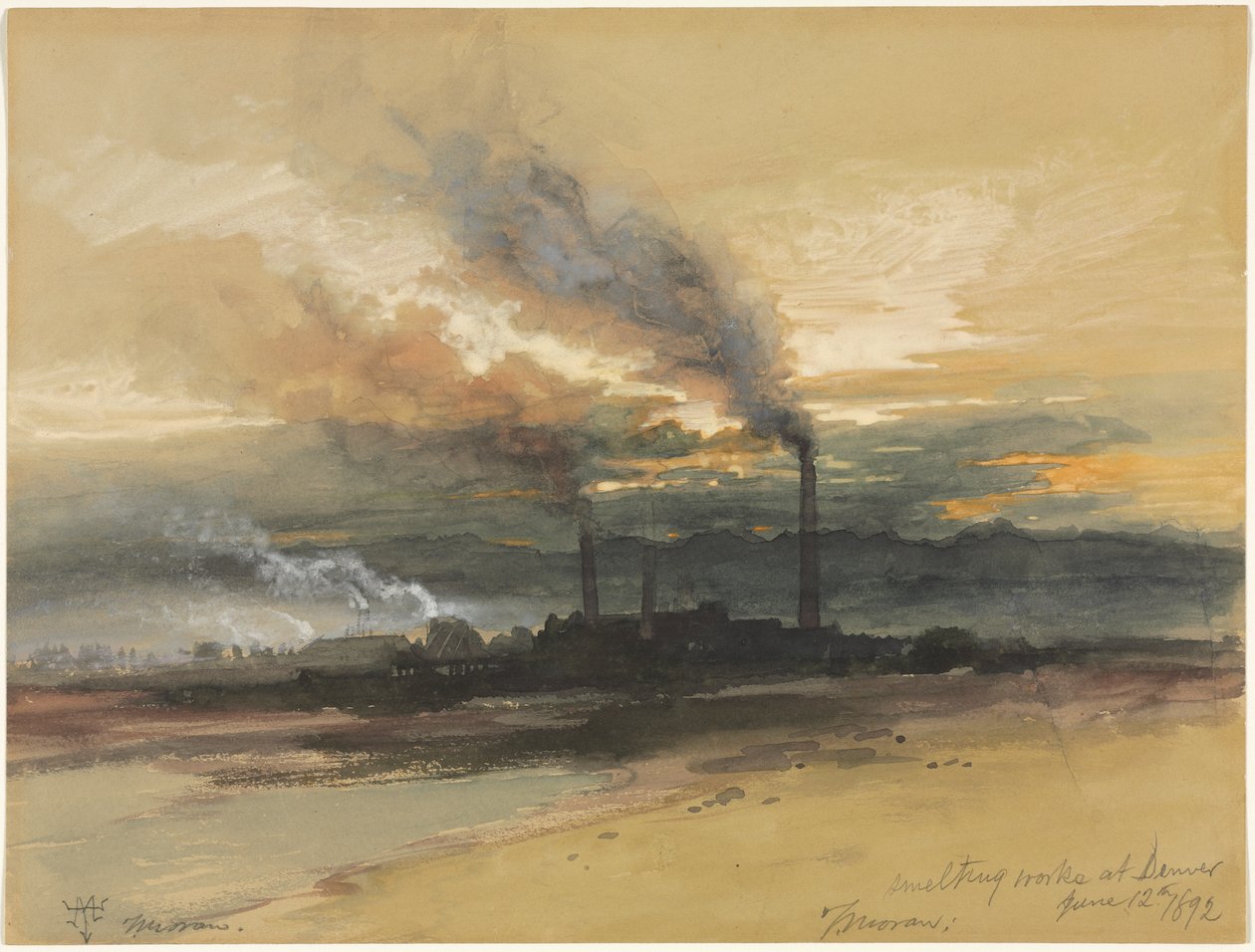Smelterijen in Denver door Thomas Moran