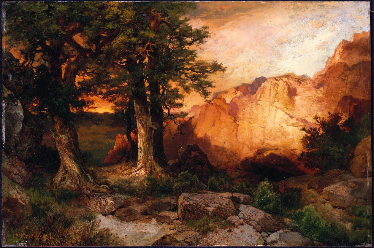 Westelijke zonsondergang door Thomas Moran