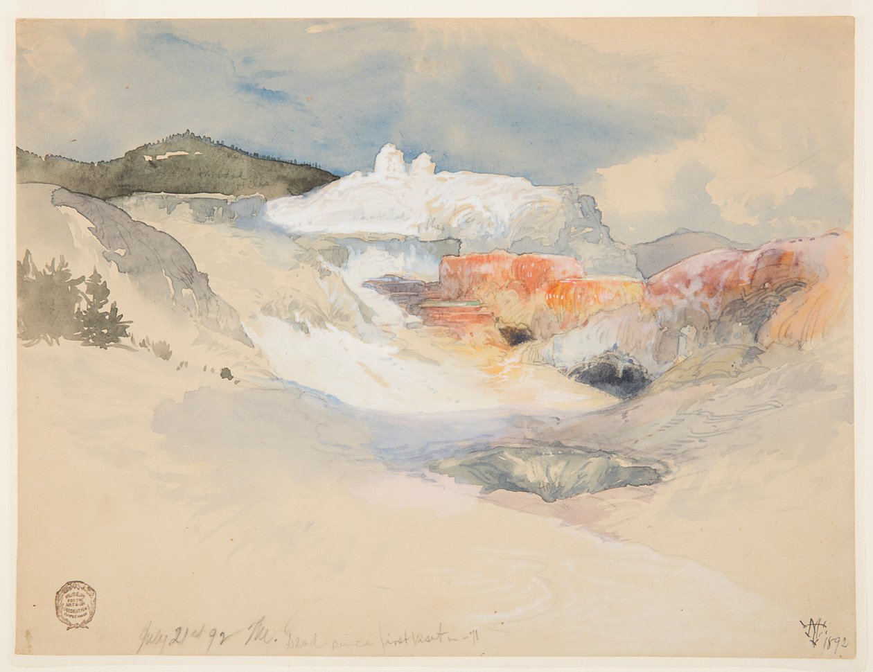 Yellowstone, Heetwaterbronnen door Thomas Moran