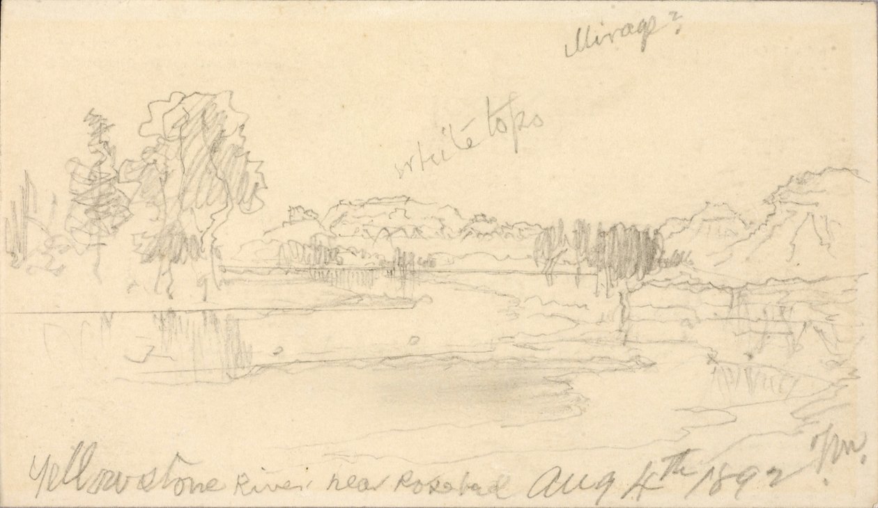 Yellowstone-rivier, bij Rosebud door Thomas Moran