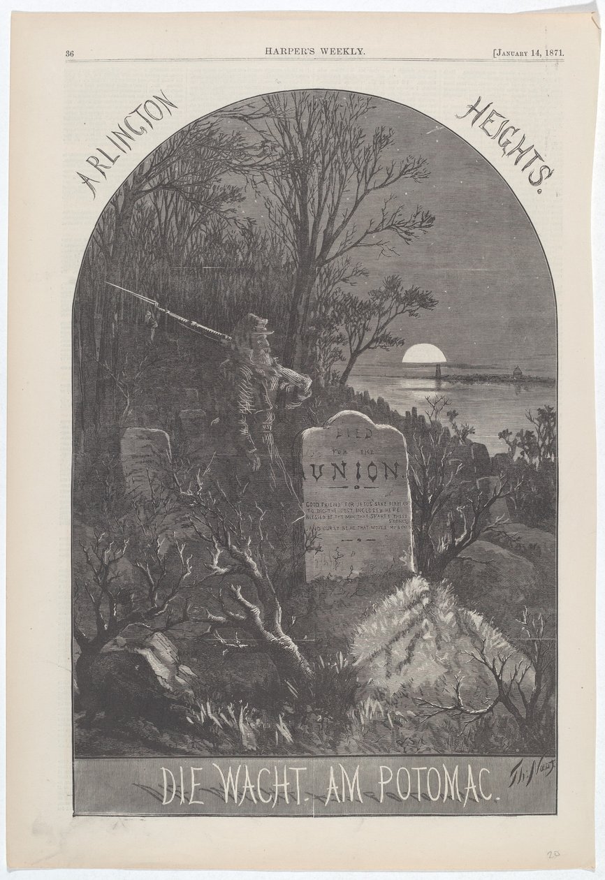 Arlington Heights. De Wacht. Aan de Potomac. door Thomas Nast