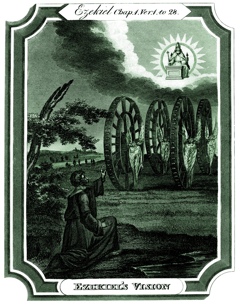 Ezechiël heeft een visioen (gravure) door Thomas Oldham Barlow
