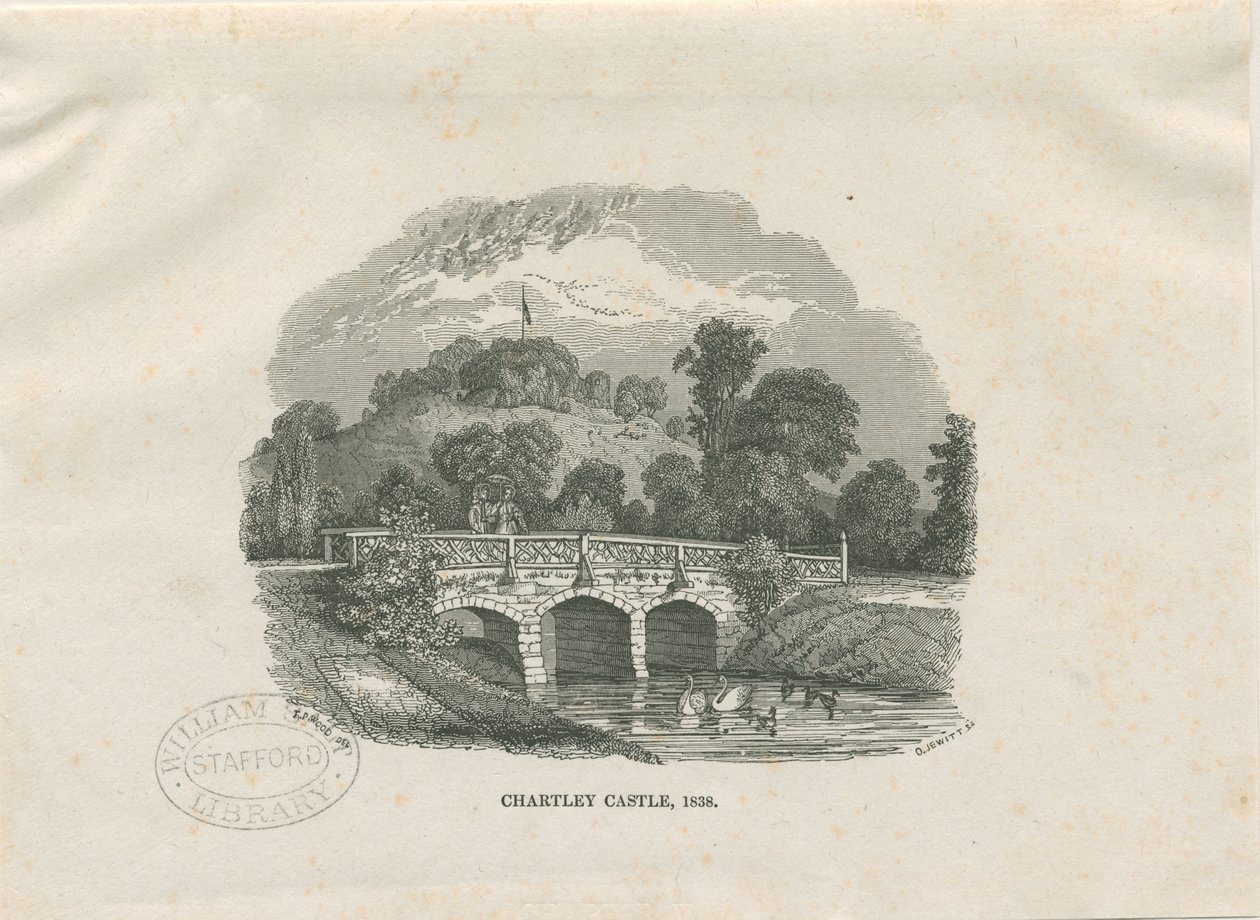 Chartley Castle [Hall]: houtsnede gravure door Thomas Peploe Wood