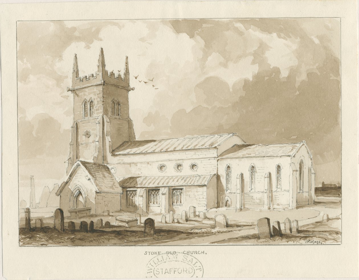 Stoke-upon-Trent Kerk [Oud] door Thomas Peploe Wood