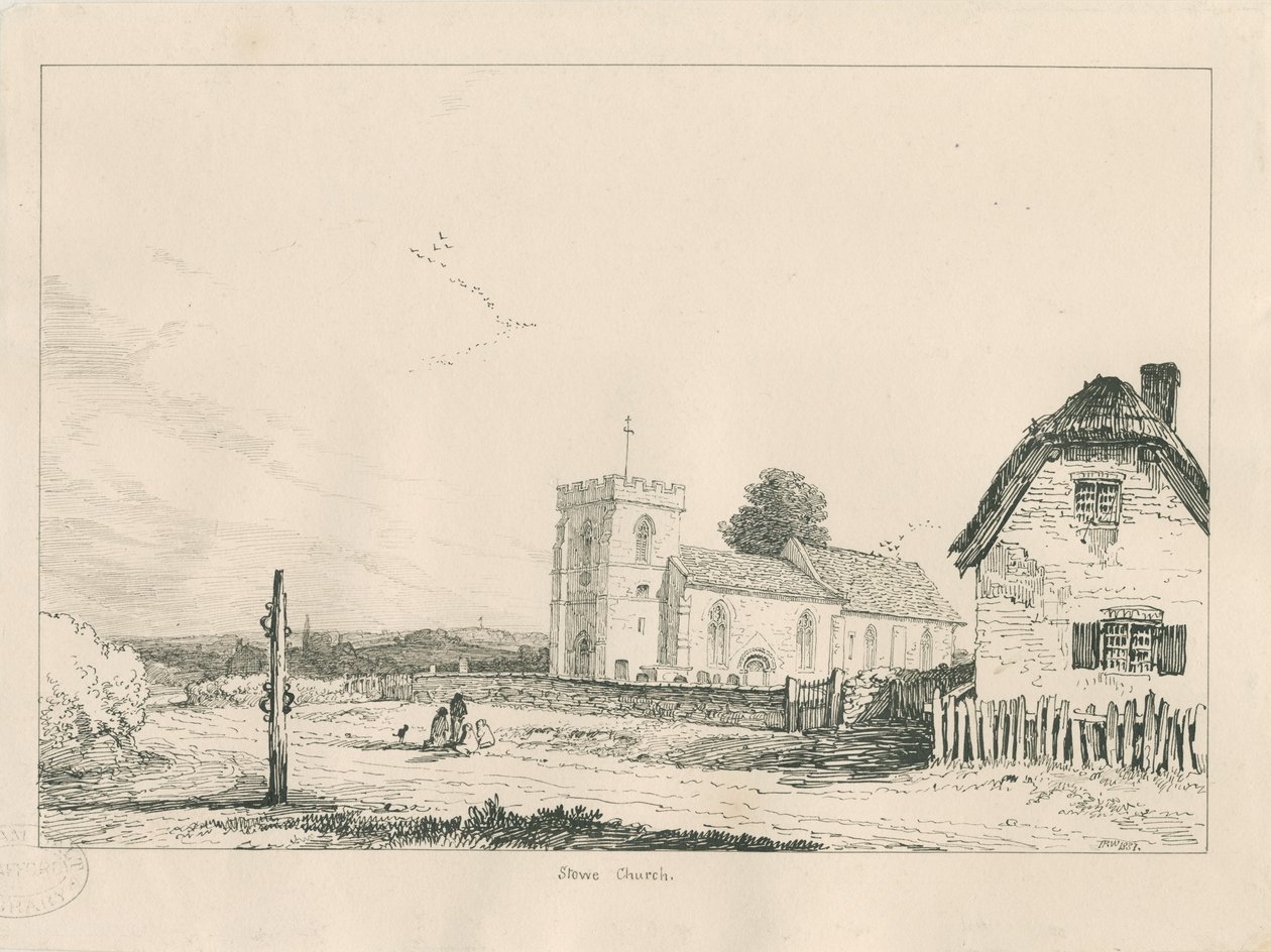 Stowe Kerk: pen en inkt tekening door Thomas Peploe Wood