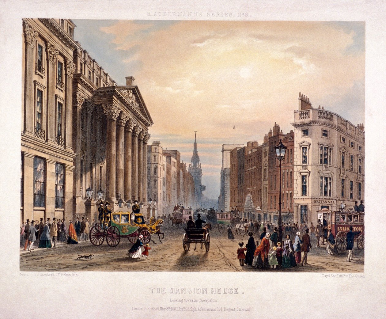 Mansion House en Cheapside, Londen door Thomas Picken