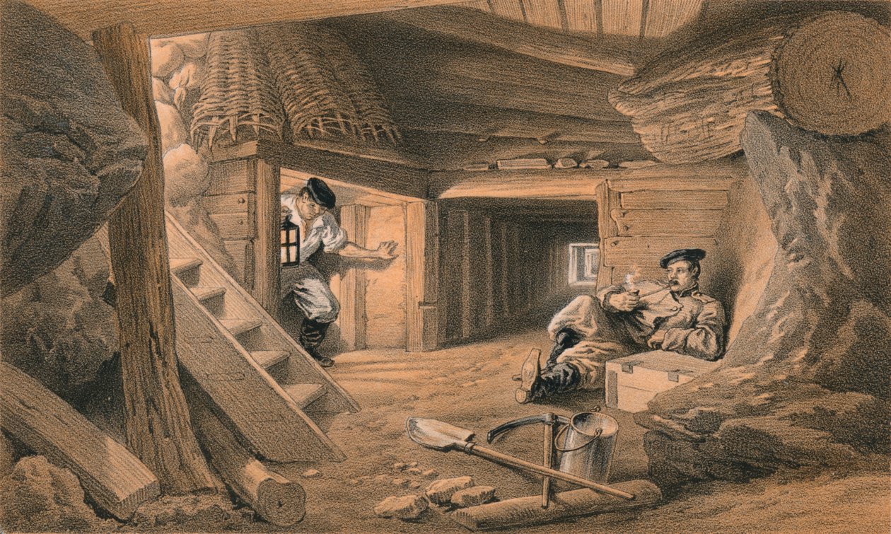 Mijn in de Bastion du Mat, 1856 door Thomas Picken