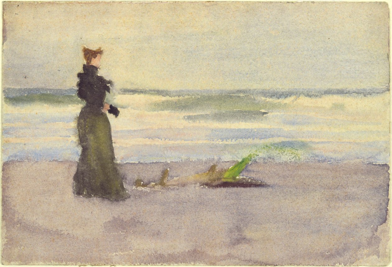 Vrouw op het strand door Thomas Pollock Anshutz