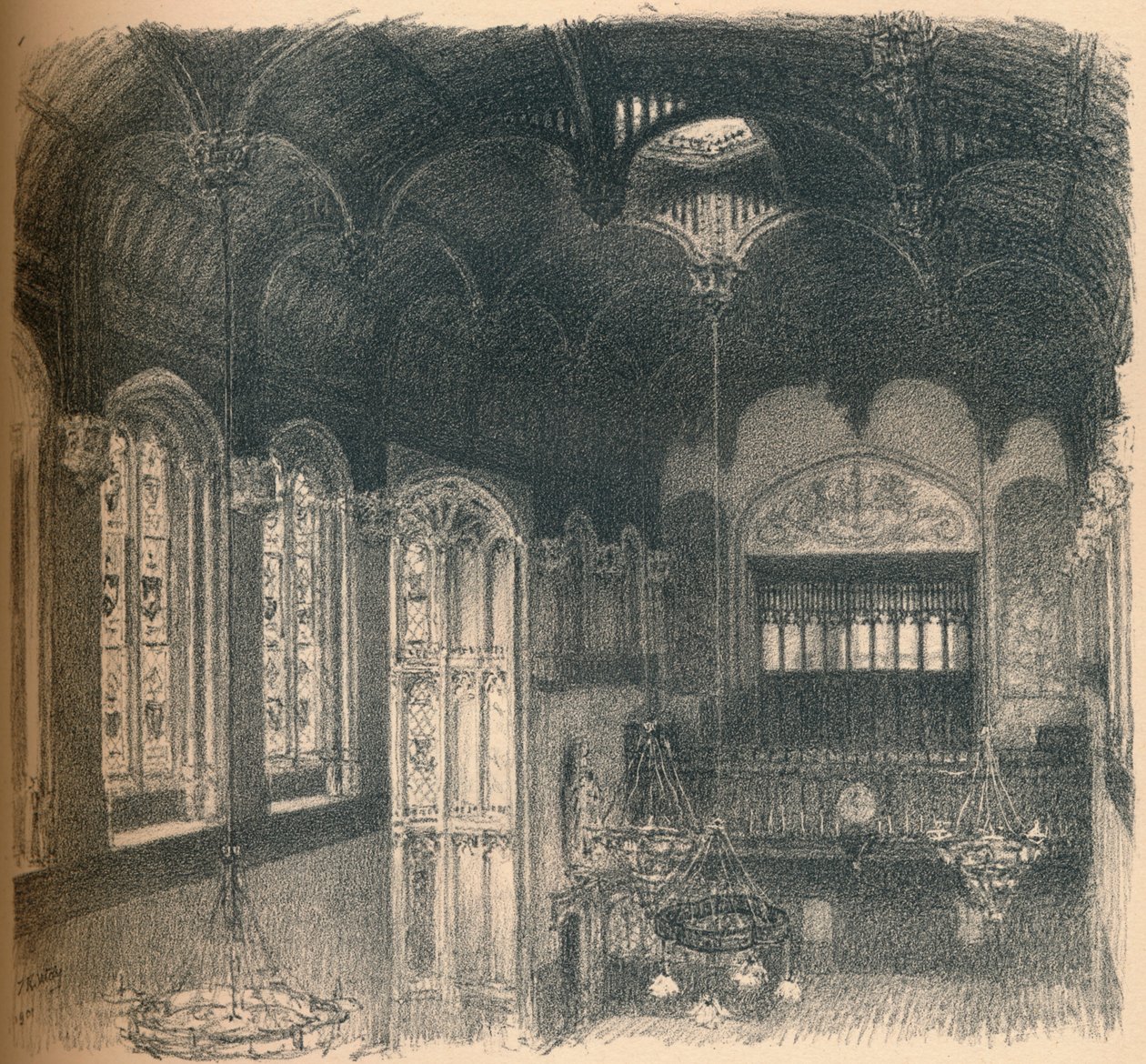 Interieur van Crosby Hall, 1902 door Thomas Robert Way