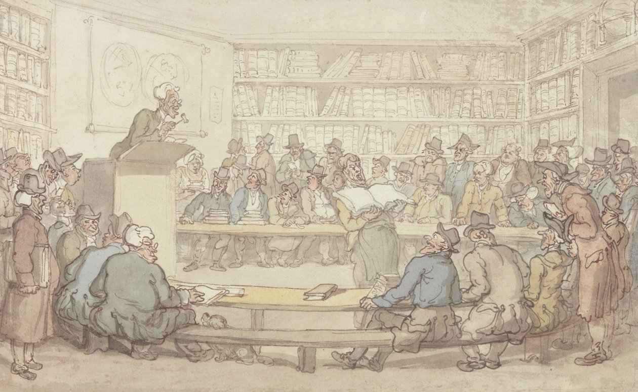 Een Boekenveiling door Thomas Rowlandson